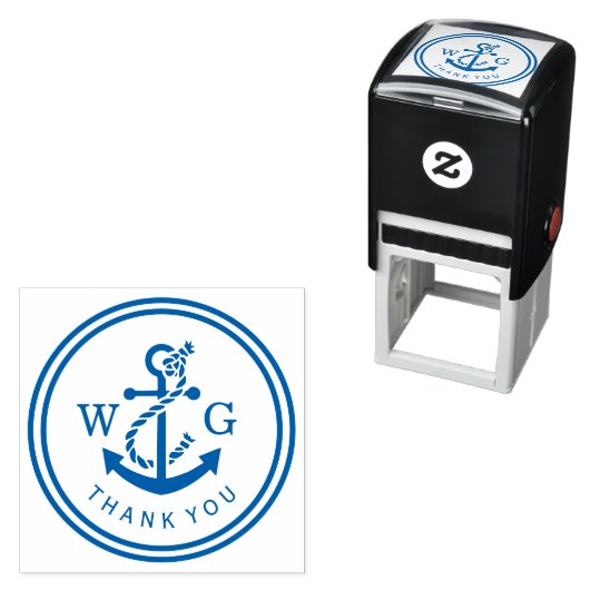 Anchor met Rope Monogram Dank u Zelfinktende Stempel (In situ)