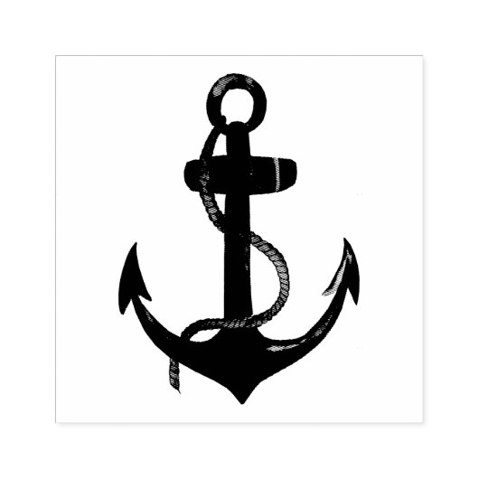 ANCHOR met Rope - schilderij van waterverf Rubberstempel (Afrduk)