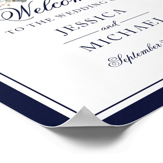 Anchor Monogram Greenery Wreath Wedding Welkom Poster (Hoek)