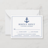 Anchor Monogram Nautical Wedding Mini RSVP-kaart Notitiekaartje (Voorkant)