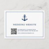 Anchor Monogram QR Code Nautical Website Weddensch Informatiekaartje (Voorkant)