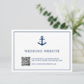 Anchor Monogram QR Code Nautical Website Weddensch Informatiekaartje (Staand voorkant)