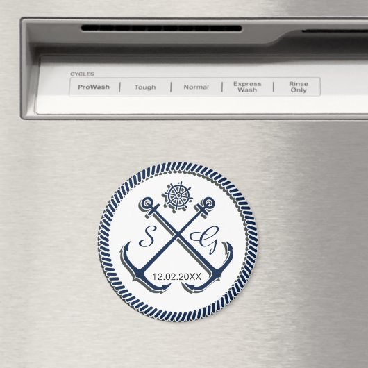 Anchor Monogrammen, Nautical bruiloft behalve de d Magneet (Insitu (Vaatwasser))