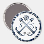 Anchor Monogrammen, Nautical bruiloft behalve de d Magneet (Voorkant / Achterkant)