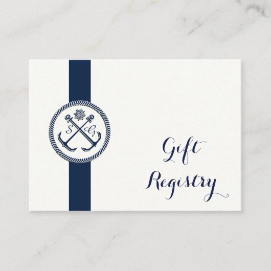 Anchor Monogrammen, Nautical Wedding Gift register Informatiekaartje (Voorkant)