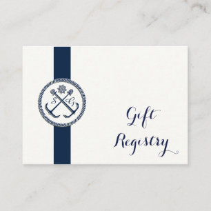 Anchor Monogrammen, Nautical Wedding Gift register Informatiekaartje