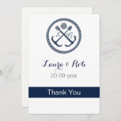 Anchor Monogrammen, Nautical Wedding Kaart (Voorkant / Achterkant)