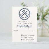 Anchor Monogrammen, Nautical Wedding rsvp 3,5 x 5 (Staand voorkant)