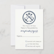 Anchor Monogrammen, Nautical Wedding rsvp 3,5 x 5