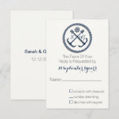 Anchor Monogrammen, Nautical Wedding rsvp 3,5 x 5 Kaartje (Voorkant / Achterkant)