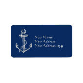 Anchor Nautical Address Label Gift Navy Blue White (Voorkant)