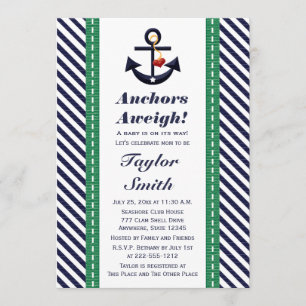 Anchor Nautical Baby shower, groen en zeemacht Kaart