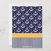 Anchor Nautical Baby Shower Invitation Yellow Kaart (Achterkant)