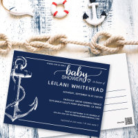 Anchor Nautical Baby shower Invite Navy Briefkaart