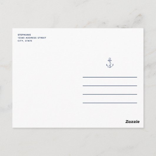 Anchor Nautical Baby shower nodigt wit Briefkaart  (Achterkant)