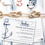 Anchor Nautical Baby shower nodigt wit Briefkaart<br><div class="desc">Nautical anchor baby shower call briefkaart.</div>
