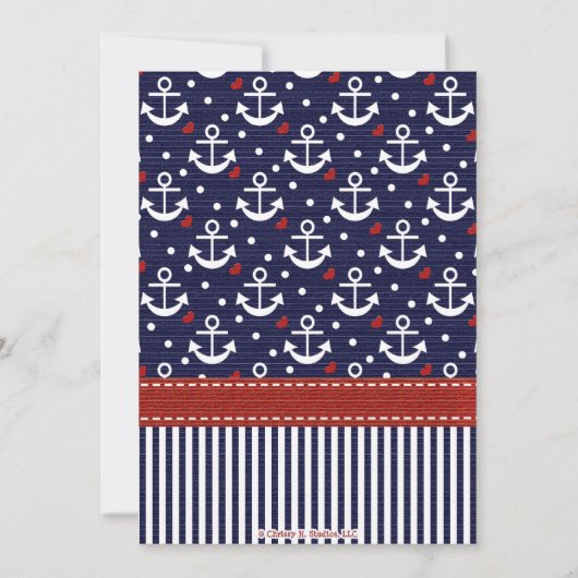 Anchor Nautical Baby Shower-uitnodigingen Kaart (Achterkant)