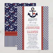 Anchor Nautical Baby Shower-uitnodigingen Kaart (Voorkant / Achterkant)