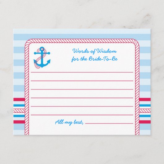 Anchor Nautical Bridal Advise Kaart (Voorkant)