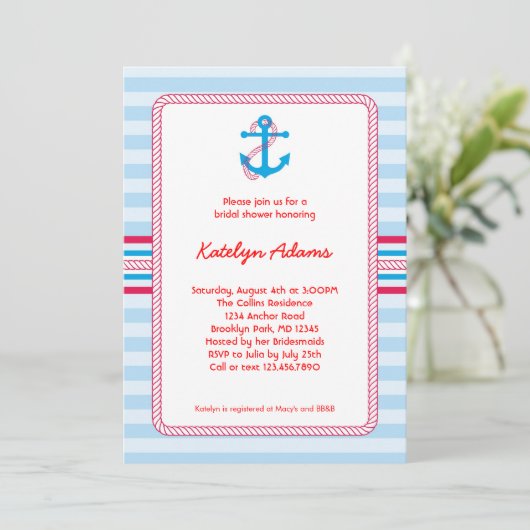 Anchor Nautical Bridal Shower Kaart (Staand voorkant)