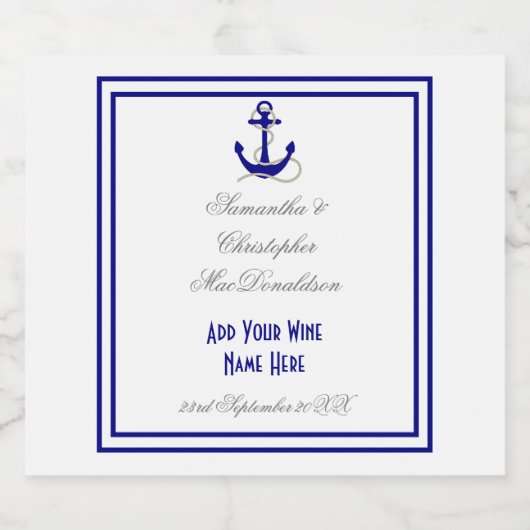 Anchor nautical bruiloft sparkling wijnetiket (Enkel label)