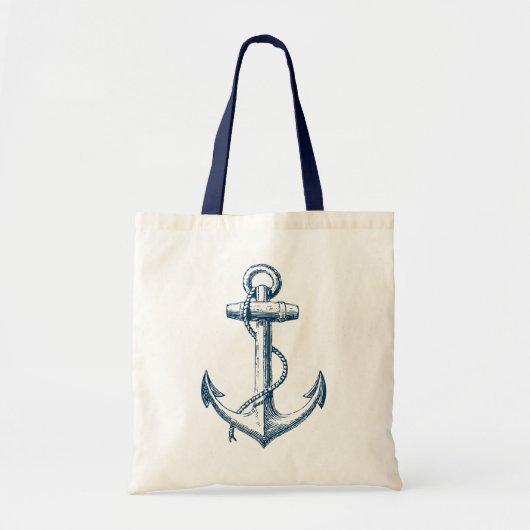 Anchor Nautical Canvas tas Gift Navy Blue White (Voorkant)