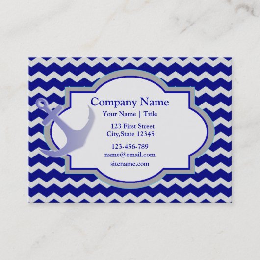 Anchor Nautical Chevron Visitekaartje (Voorkant)
