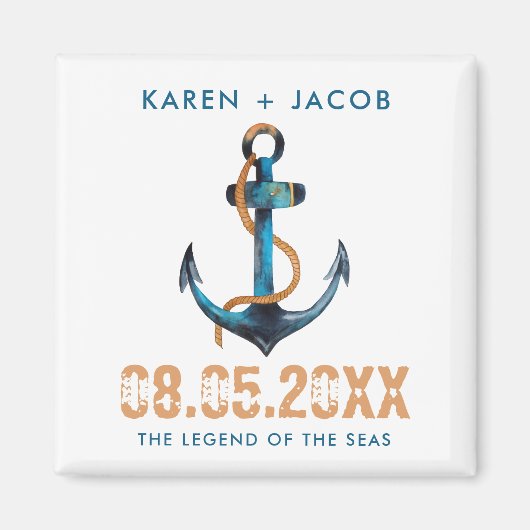 Anchor Nautical Cruise Ship Wedding Favor Magnets Magneet (Voorkant)