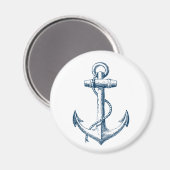Anchor Nautical Decor Magnet Gift Navy Blue White (Voorkant / Achterkant)