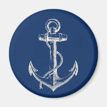Anchor Nautical Decor Magnet Gift Navy Blue White