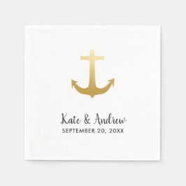 Anchor Nautical Faux Gold Foil | Ocean Wedding Servet