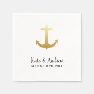 Anchor Nautical Faux Gold Foil | Ocean Wedding Servet
