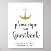 Anchor Nautical Faux Gold Foil | Weddenschap Poster (Voorkant)