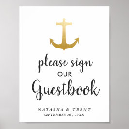 Anchor Nautical Faux Gold Foil | Weddenschap Poster