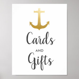 Anchor Nautical Faux Gold Foil   Weddenschap Poster