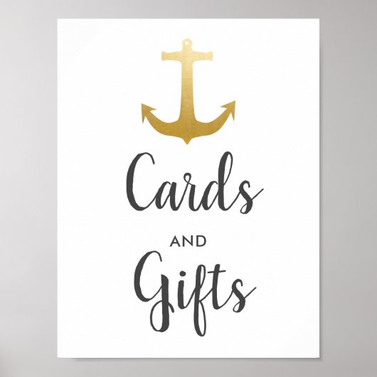 Anchor Nautical Faux Gold Foil | Weddenschap Poster (Voorkant)