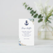Anchor Nautical Floral Baby shower Diaper Raffle Informatiekaartje (Staand voorkant)