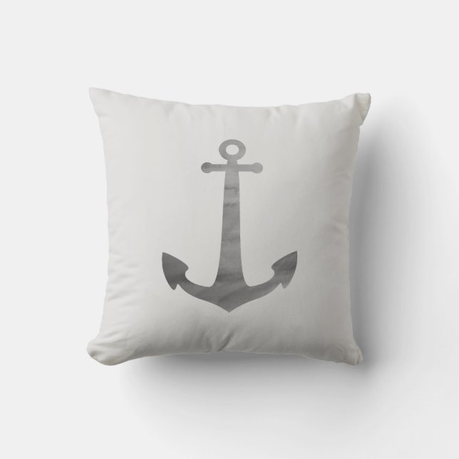 Anchor Nautical Grey Beach Decor Pillow Kussen (Voorkant)