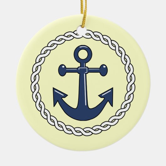 Anchor Nautical Kerstsierente Keramisch Ornament (Voorkant)