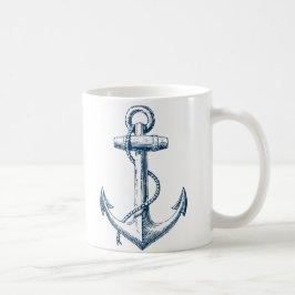 Anchor Nautical Mok Gift Navy Blue White