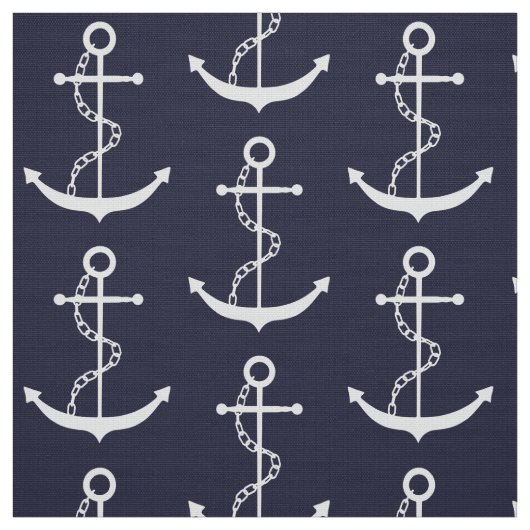 Anchor Nautical Navy Blue Stof (Swatch)