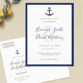 Anchor Nautical Navy Blue Wedding Save the Date Aankondigingskaart