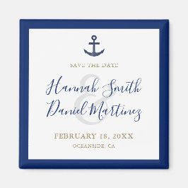 Anchor Nautical Navy Boat Wedding Save the Date Magneet