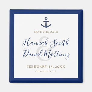 Anchor Nautical Navy Boat Wedding Save the Date Magneet