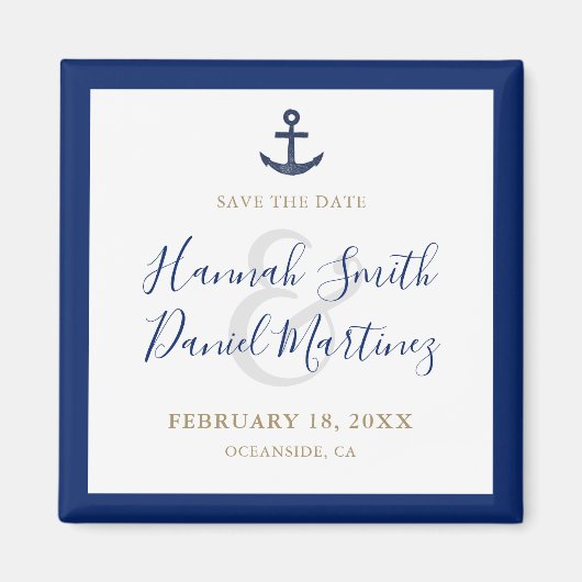Anchor Nautical Navy Boat Wedding Save the Date Magneet (Voorkant)