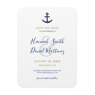 Anchor Nautical Navy Boat Wedding Save the Date Magneet