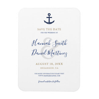 Anchor Nautical Navy Boat Wedding Save the Date Magneet