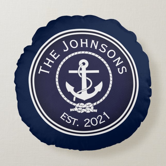 Anchor Nautical Seal Rond Kussen (Voorkant)