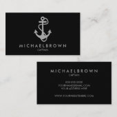 Anchor Nautical Silver Black Visitekaartje (Voorkant / Achterkant)