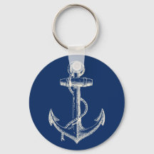 Anchor Nautical Sleutelhanger Gift Navy Blue White